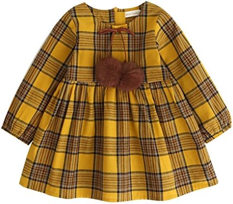 For 2~6 Years Old ,UMFun Baby Kids Plaid Bowknot Party Princess A-Line Dresses Girl Winter Warm Clothes (3 Years old)