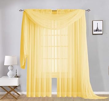 Amazon Com Kmsg Sheer Voile Window Curtain Scarf Valance Fully