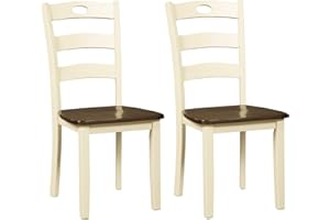 Signature Design by Ashley Woodanville 18" Cottage Ladderback Dining Chair, 2 Count, Cream & Brown