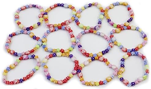 Stands Out, Supplying Outstanding Gifts 12 Little Princess Party Bracelets Birthday Jewellery Bag Filler Prize Kitty and Flower Style