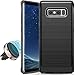 Samsung Galaxy Note 8 Case (Black) 2017, COOLQO Brushed Grip Resilient Strength Flexibility Durability, Durable Anti-Slip, TPU Defensive Cover Skin + Phone Metallic Plate for Any Magnetic Car Mount