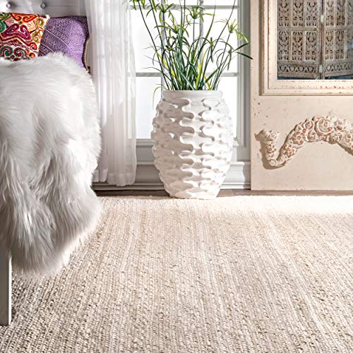 nuLOOM Rigo Hand Woven Farmhouse Jute Area Rug, 8' x 10', Offwhite Pricepulse