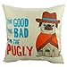 Luxbon Set of 2 Pcs The Notorious King Pug Dog & The Good The Bad And The Pugly Dog Cotton Linen Throw Pillow Case Cushion Cover 18x18