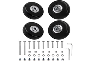 Luggage Wheels Replacement Set, 4 PU Wheels with 3 Size Axle Bearing Caster for Luggage Trunk Trolley Bag Smooth Rolling Repa
