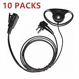 Caroo 2 pin D Shape Police Earpiece Headset for Motorola Radio cls1110 cls1410 cp200 etc(10 PACKS)