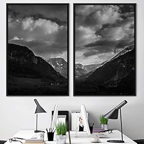 signwin 2 Piece Framed Canvas Wall Art Black...