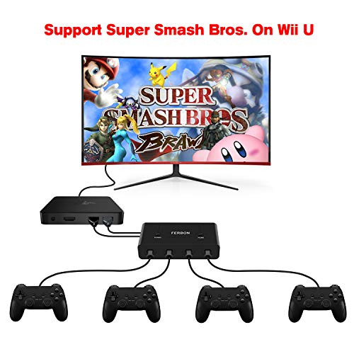 image for Ferbon Wii U Gamecube NGC Controller Adapter Switch with Turbo and Hom