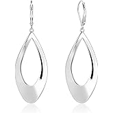 925 Sterling Silver Dangle Earrings for Women, Twist Teardrop Dangling Leverback Earrings, 14K Gold Plated Hypoallergenic Dangly Drop Earings for Women Trendy Jewelry Gifts