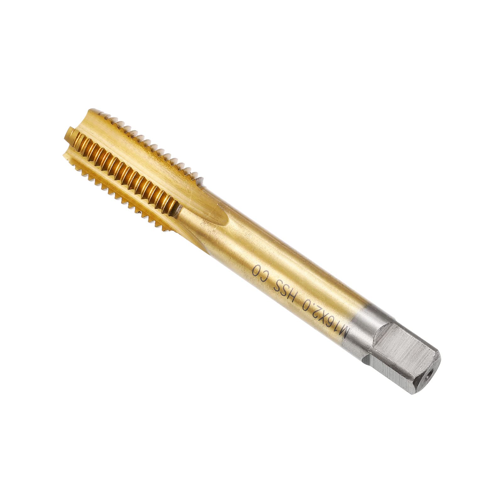 CoCud Thread Milling Taps, Metric M16 x 2 Thread, Titanium Coated Machine 4 Straight Flutes Screw Threading Tool - (Applications: for Tapping Drilling Machine), 1-Piece