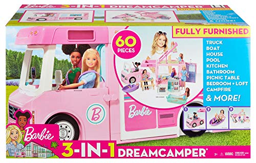 Barbie 3-in-1 Super Abenteuer-Camper mit Zubehör, Pool, umbaubarem Truck, Barbie-Boots, 60 Barbie-Camping-Zubehörteilen, ohne Barbie-Puppe, als Geschenk für Kinder ab 3 Jahren geeignet, GHL93 – Bild 7