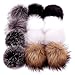 DIY 12pcs Faux Fox Fur Pom Pom Balls for Knitting Hat, Attachable Pompom Balls, Work Great with Knitting Loom