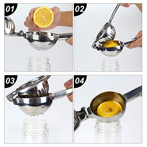 Large Lemon Squeezer Bowl,Lime Hand Manual Juicer 304 Stainless Steel With Premium Quality,Heavy Duty Solid Metal Handheld Lime Lemon Squeezer, Manual Citrus Press Juicer