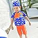 Floating Swimsuits for Kids Toddlers, Orange and Blue Color with Swimming Cap and Inflatable Arm Ring