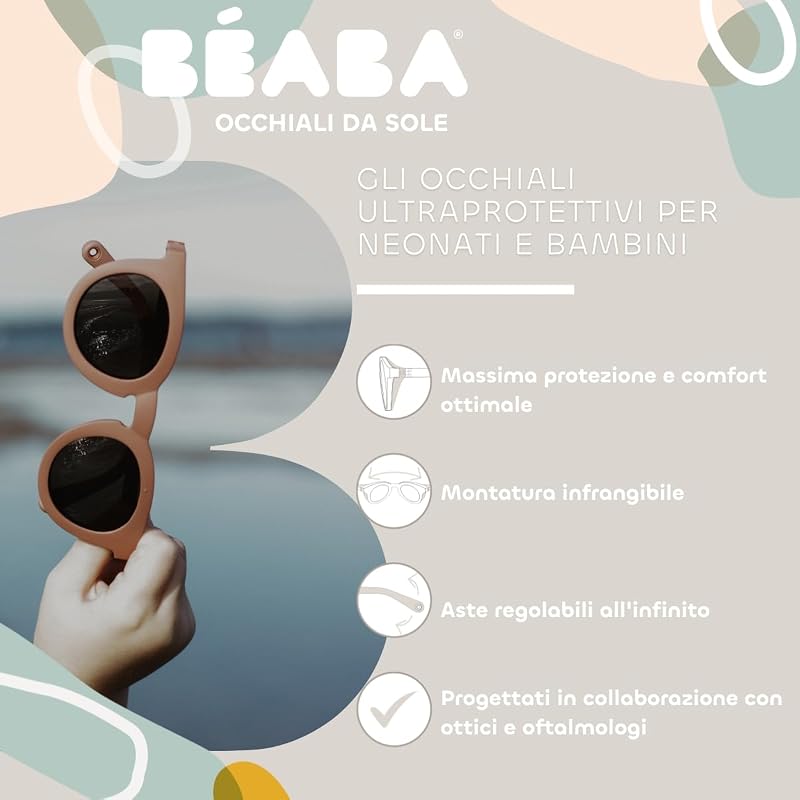 , Occhiali Da Sole Per Bambini 4-6 Anni, Protezione 100% UV - CAT 3, Protezione Laterale, Comfort Ottimale, Aste Regolabili A 360°, Adattabili Alla Vista, Collezione Retro, Sunshine Terracotta