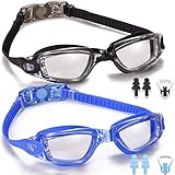 Noorlee Swim Goggles, 2 Pack Swimming Goggles Adult Men Women Youth Kids Child, No Leaking Anti Fog UV 400 Protection Waterproof 180 Degree Clear Vision Triathlon Pool Goggles