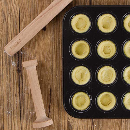 ake Tart Tamper Wood Pastry Tart Tamper with Rolling Pin for Baking