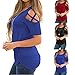 CUCUHAM Women Summer Short Sleeve Strappy Cold Shoulder T-Shirt Tops