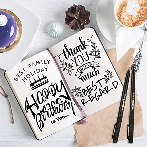 Lettering Pens for Beginners Writing, Signature, Greetings Card, Calligraphy Practicing, Illustration, Hand Lettering, Art Drawing, Refill Brush Calligraphy Markers Set, 4 Size(6 Pack)