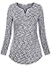 Vivilli Henleys for Women, Womens Split V Neck Cuffed Sleeve Stylish Casual Shirts Henley Blouse Tops Gray XX-Large