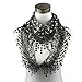 Scarf, WILLTOO Lace Tassel Sheer Floral Print Triangle Mantilla Scarf Shawl (Black)