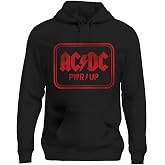 Tstars AC/DC Power Up Hoodie Men Jagged Logo Rock Band Pullover | Cozy fleece licensed AC/DC hoodie; great for rock and roll band fans, concert wear, music lover men gift