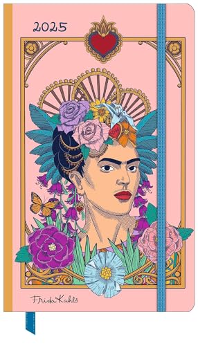 Dumont Frida Kahlo Agenda semainier 2025 13 x 21 cm avec ruban de fermeture et pochette pliable avec de nombreuses pages spéciales utiles