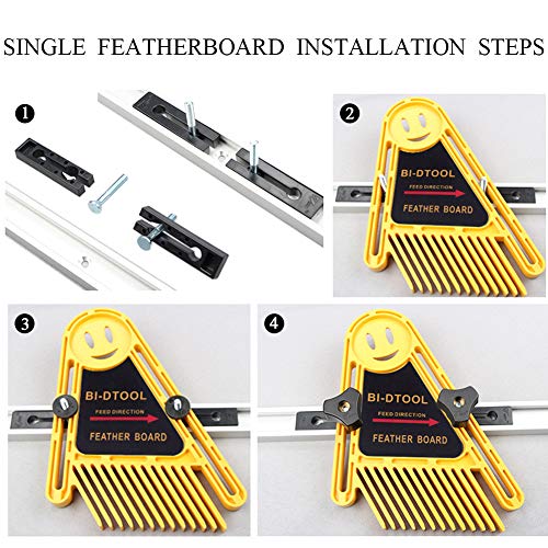 BI-DTOOL Double Featherboards, 2 Packs Adjustable Feather Boards For Table Saw Bandsaw Fence Router Table And Table Saw Fence, Woodworking Router Table Accessories, Band-saw Accessories