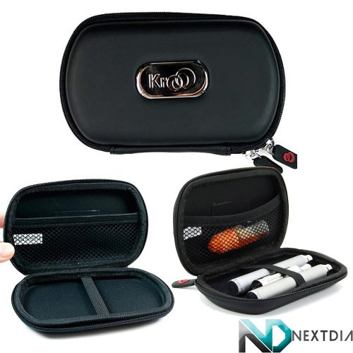 Portable Vape Case suitable for SMOKTech e-Juice - e - Smoking Liquid [Black Thin Semi-Hard Shell] Includes Carabiner Hook for Easy Attachment + NextDIA Cable Tie
