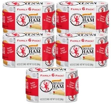 Underwood Premium Quality Deviled Ham Spread, 2.25 oz, 6 Ct (Pack of 5)