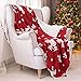 Christmas Sherpa Fleece Twin Size Throw Blanket Red and White Holiday Blanket 60x80 inches - Fuzzy Warm Throws for Winter Bedding, Couch