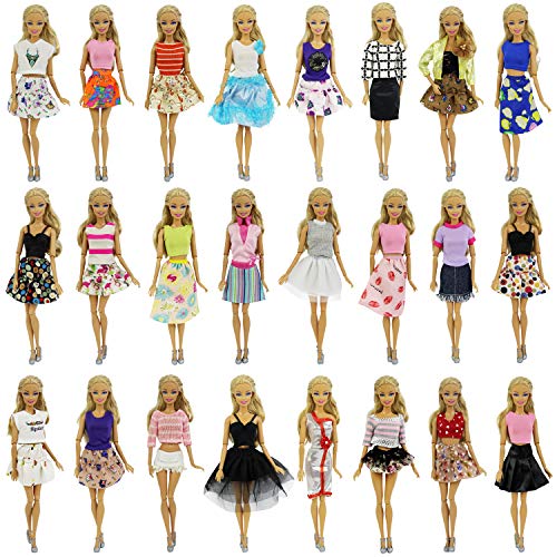 ZITA ELEMENT Fashion 10 Items 11.5 Inch Girl Doll Clothes and Accessories - 5 Party Dresses Skirts Gowns with 5 Pairs of Shoes for 11.5 Inch Girl Doll Clothing Outfits Gifts