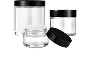 Small Glass Containers with Lids, Tecohouse 4 oz, 2 oz and 1 oz Clear Glass Jars with Lids & Inner Liners, Mini Travel Toiletries Container for Slime, Makeup, Cream, Lotion, Cosmetic - 3 pack