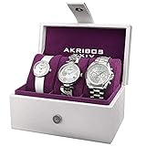 Akribos XXIV Women's AK738SS Analog Display Swiss Quartz Silver Watch Set