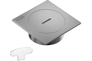 BlesConi 304 Stainless Steel Square Floor Cleanout Cover for Drain Pipe, 10x10cm, Silver（01）