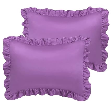 Piccocasa Queen Ruffled Pillow Shams Set Of 2 20x30 Inch Satin
