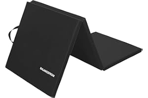 BalanceFrom 6x2 Feet 3-Panel Folding Gymnastics Mat – 1.5-Inch Thick Pad with Vinyl Surface and Carrying Handles for Tumbling, Yoga, Pilates, Home Workouts, and Martial Arts