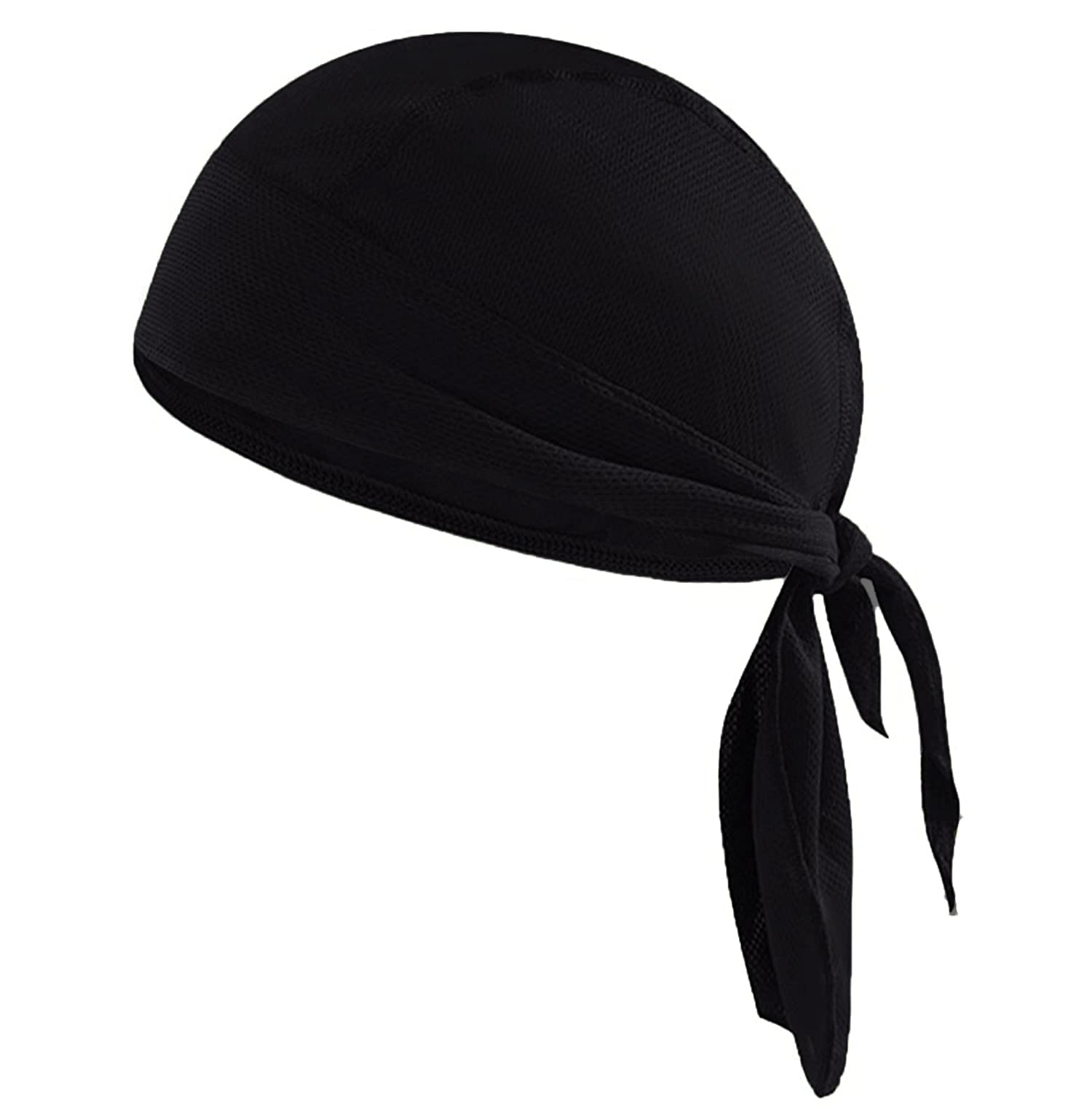 BEISIJIA Sports Cycling Cap Breathable Quick Dry Bandana Under Helmet Skull Cap Adjustable Cycling Hat Running Beanie Pirate Hat Headband for Men Women (1 Black)