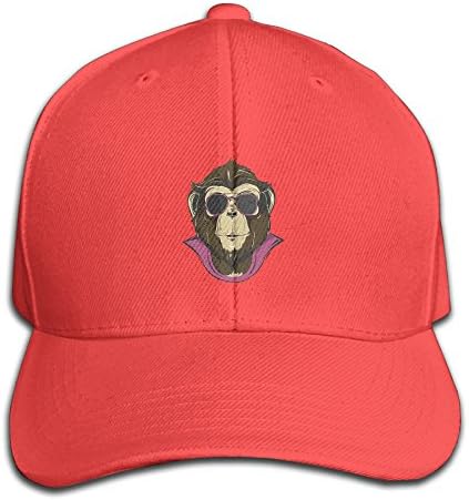Monkey Print Classic Baseball Hats Adjustable Plain Red