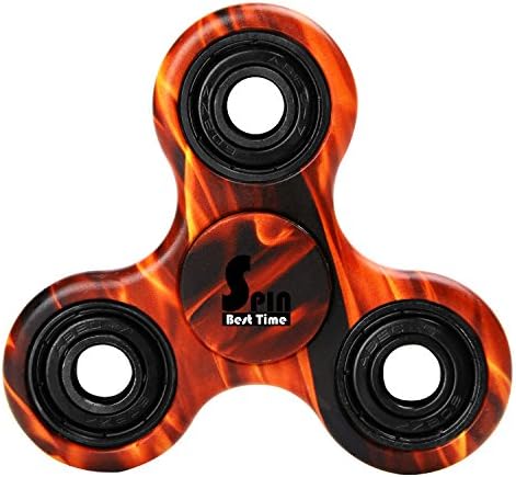 Best Time Spin Tri Fidget Spinner Metal EDC Finger Hand Toy, Perfect for Children and Adults Time Killer, ADHD Focus Anxiety Relief (Fire)
