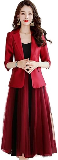Amazon スーツレディース スカートスーツ セットアップ レッド 魅力的 エレガント ビジネス 膝丈 スカート スリム 大きいサイズ フォーマル Ol お洒落 スカートスーツ 通販