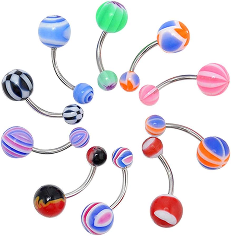 Women Men Fashion Body Piercing Jewelry Eyebrow Rings Belly Ring Tongue Bar Multicolor