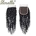 Amella Hair Brazilian Curly Virgin Hair Weave 3 Bundles with 4X4 Lace Closure 8A Brazilian Kinky Curly Hair Weave Bundles Natural Color(12 14 16+10Free Part Closure)
