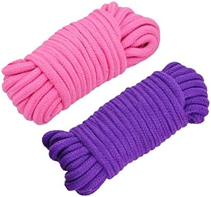 MASY 5M 16.5 Feet Long Rope Natural Soft Cotton Ropes Durable Strap 7mm Thickness,5M Pink,Purple