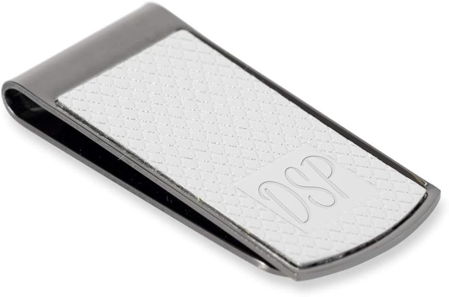 Personalised Black Chrome Money Clip with Engraving Panel - Engraved with Your Custom Text