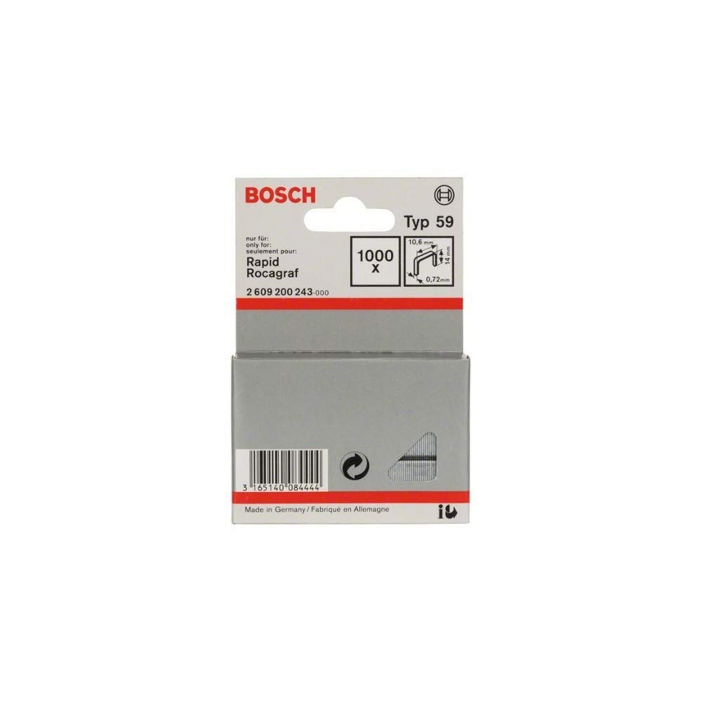 Bosch 2609200243 Fine Wire Staple, Silver, 14 x 10.6 mm, Set of 1000 Piece