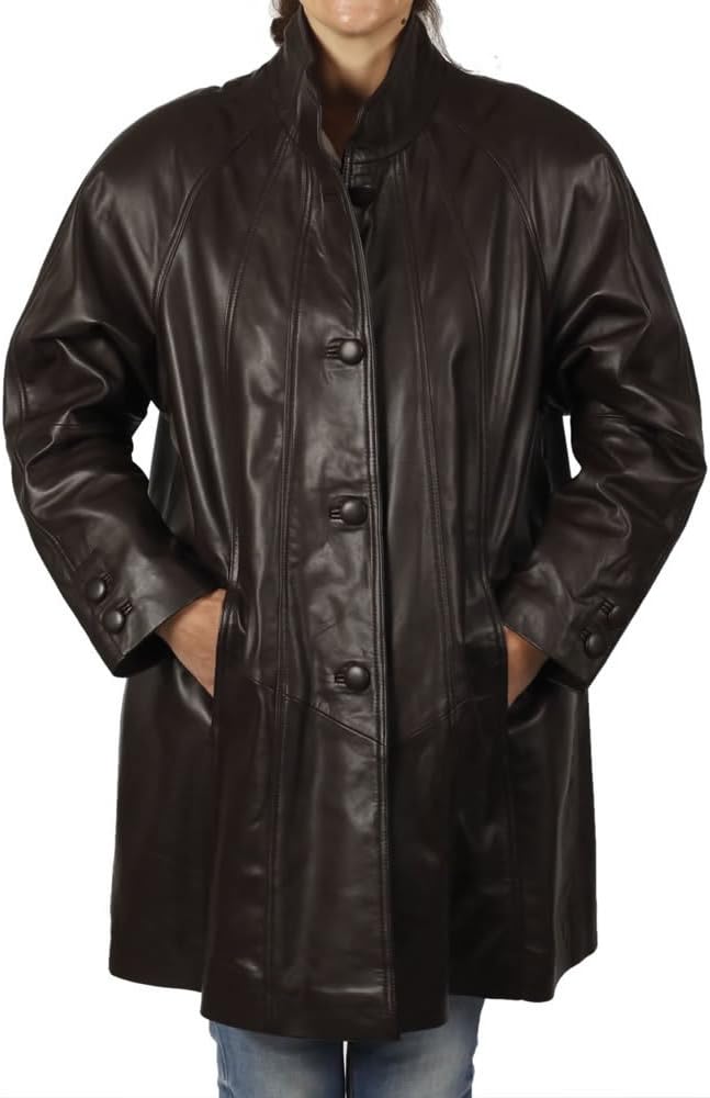 Simons Leather Women's 3/4 Length Leather Swing Coat
