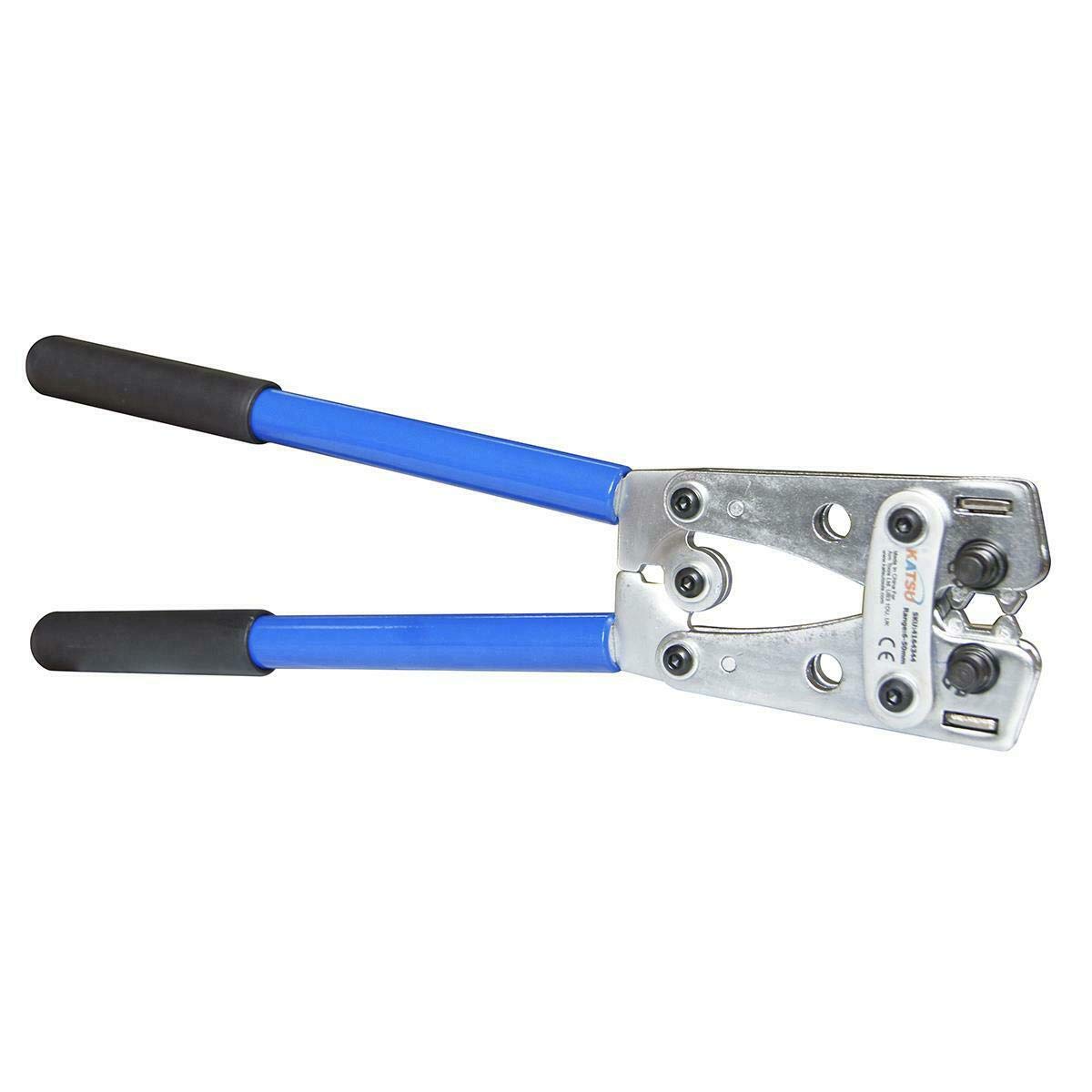 KATSU Wire Terminal Crimping Tool 6-50mm², CU AL Terminal Cable Crimper Hand Electrician Tool 10, 8, 6, 4, 2, 1/0 AWG Settings 4164344