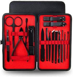 NNNQO Juego De Manicura En Estuche De Cuero,Cortadora De Uñas De