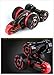 SZJJX Five Wheels Race Stunt Car 2WD Remote Control RC Vehicle with LED Headlights Extreme High Speed 360 Degree Rolling Rotating Rotation Red