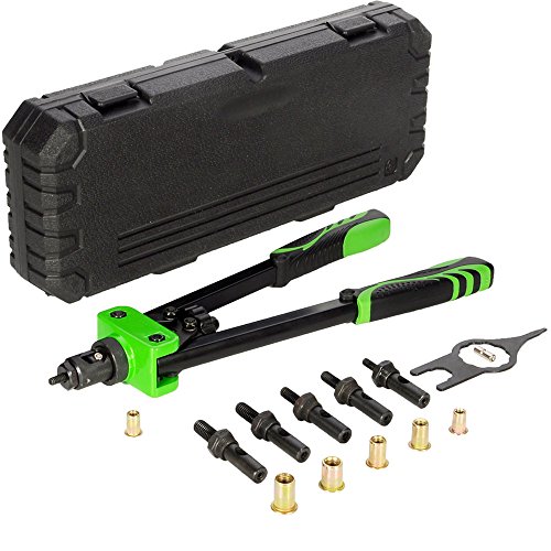 DoubleSun 14-Inch Hand Riveter Rivet Gun Nut Setter kit-6 PCS Metric & SAE Mandrels(M6 M8 M10& 1/4-20 5/16-18 3/8-16) and 90 PCS Rivnuts